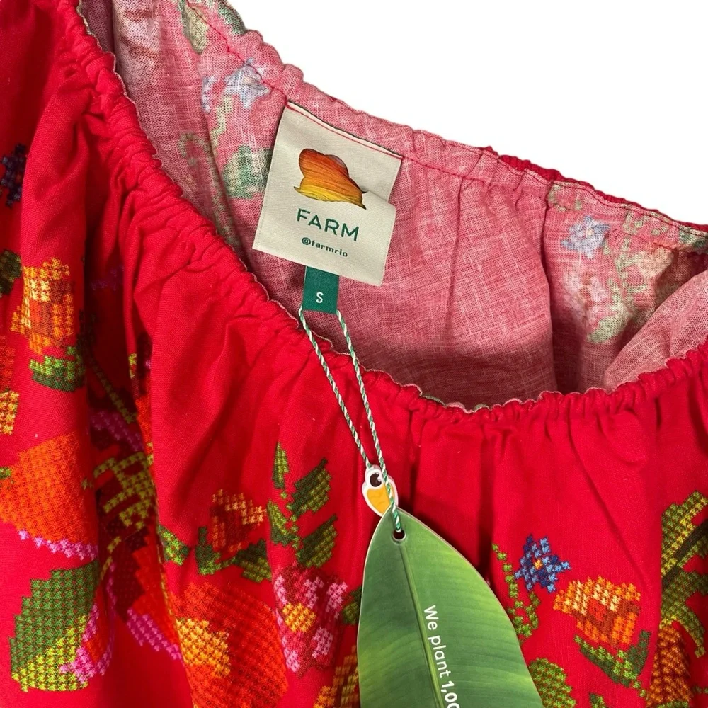 NWT Farm Rio Tropical Romance Red Mini Dress Size S - Picture 9 of 11